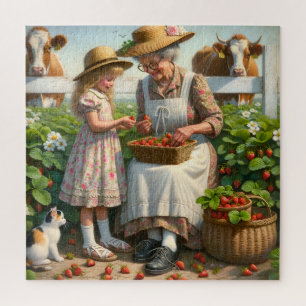 Puzzle Mémé & Moi Cueillette de Fraises Joie de la Récolt