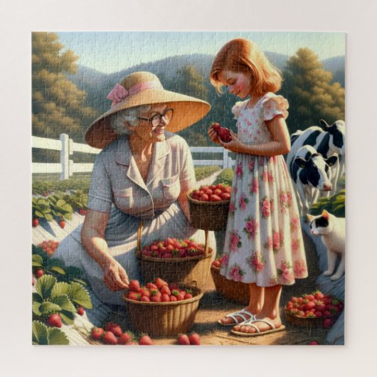 Puzzle Mémé & Moi Cueillette de Fraises – Mémo Été à la F (Vertical)