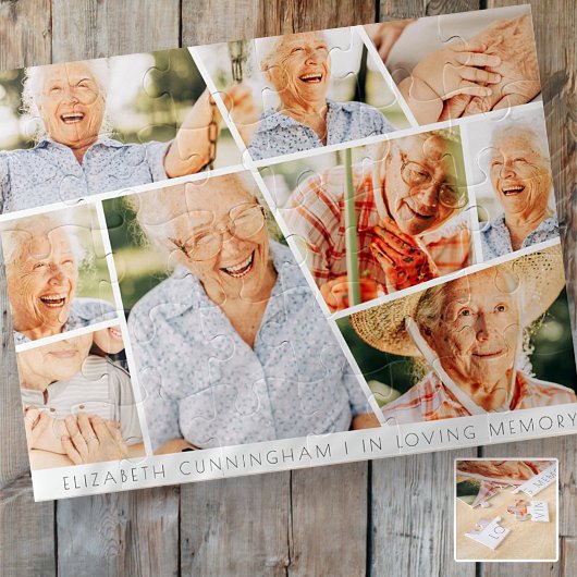 Puzzle Memorial Modern Simple Chic 9 Photo Collage