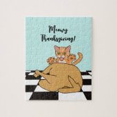 Puzzle Meowy Thanksgiving Drôle chat Turquie Dessin (Vertical)