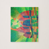 Puzzle Mer de vert avec des joncs Abstraits cubes (Vertical)