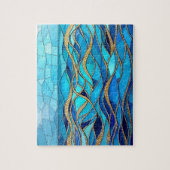 Puzzle Mer d'ondes Mosaïque Bleue et Or (Vertical)