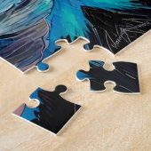 Puzzle Mer orageuse, phare de bateau Lune Abstrait (Côté)