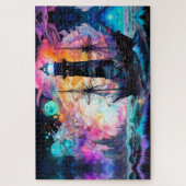 Puzzle Mer orageuse, phare de bateau Lune Abstrait (Vertical)