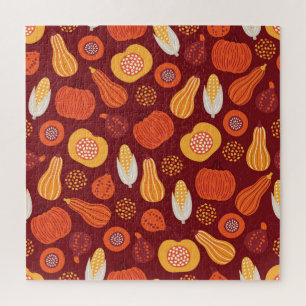 Puzzle Merci Citrouille Brown Motif sans Seamless.