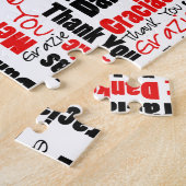 Puzzle Merci de typographie multilingue rouge noir (Côté)