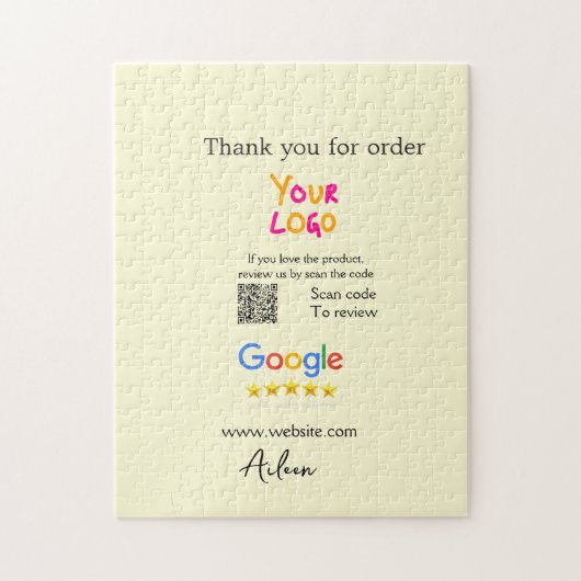 Puzzle Merci scan QR de l'avis Google entreprise (Vertical)