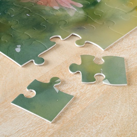 Puzzle Mère Bear Cub Champ de fleurs Peinture (Côté)
