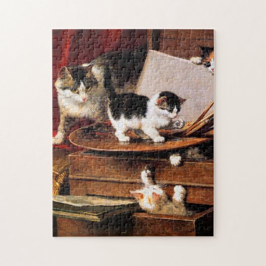 Puzzle Mère Chat et chatons sur table (Vertical)