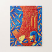 Puzzle Mère Et Fils Avec Poisson D'Or Peinture D'Art Mode (Vertical)