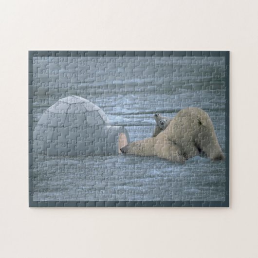 Puzzle Mère Ours Polaire et Cubs enquêter Igloo (Horizontal)