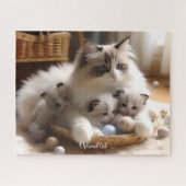 Puzzle Mère Ragdoll Chat et chatons (Horizontal)