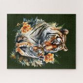 Puzzle Mère Tigre avec son casse-tête (Horizontal)