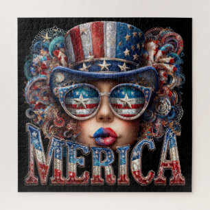 Puzzle Merica Girl, 4 juillet Glam Girl with Stars
