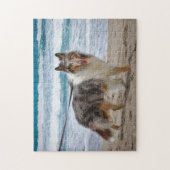 Puzzle Merle Collie à la plage (Vertical)