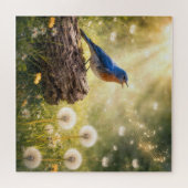 Puzzle Merlebleue chantant dans le soleil (Horizontal)