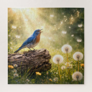 Puzzle Merlebleue chantant dans le soleil