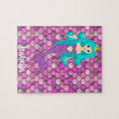 Puzzle Mermaid écailles princesse rose violet nom de fill (Horizontal)