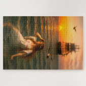 Puzzle Mermaid Looking At Sailing Ship At Sunset (Horizontal)