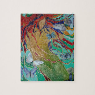 Puzzle Mermaid Nage avec Papillons Imaginaire Art