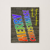 Puzzle "MERRY CHRISTMAS !" dans Rainbow Text, Faux Wood L (Vertical)