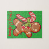 Puzzle Merry Christmas, Gingerbread man, Pixelart, Pixel (Horizontal)