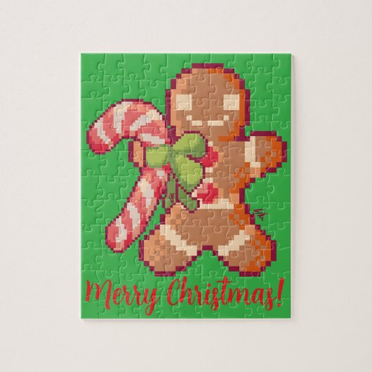 Puzzle Merry Christmas, Gingerbread man, Pixelart, Pixel (Vertical)