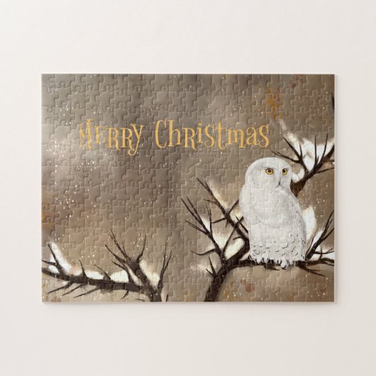 Puzzle Merry Christmas Snowy Owl (Horizontal)