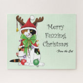 Puzzle Merry Fuzzing Christmas Cat (Horizontal)