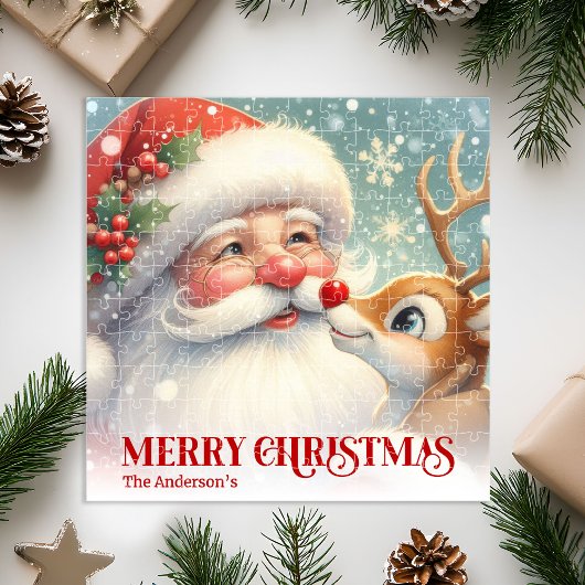Puzzle Merry Santa Claus Rudolph Personalized Kids Gift 
