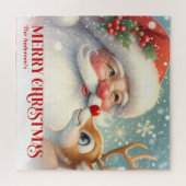 Puzzle Merry Santa Claus Rudolph Personalized Kids Gift  (Horizontal)