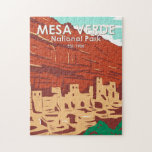 Puzzle Mesa Verde National Park Colorado Colorado Vintage<br><div class="desc">Design d'illustration vectorielle Mesa Verde. Le parc est connu pour ses maisons de falaises antiques Puebloan bien préservées,  notamment l'immense Cliff Palace.</div>