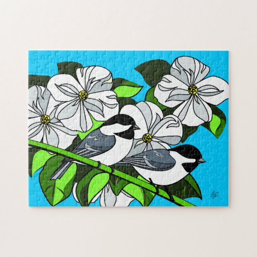 Puzzle Mésanges et fleurs (Horizontal)