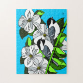 Puzzle Mésanges et fleurs (Vertical)