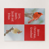 Puzzle Message personnel Cardinal Birds Red Christmas (Horizontal)