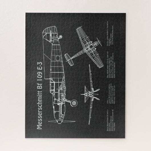 Puzzle Messerschmitt Bf 109 - Plan d'avion PD (Vertical)