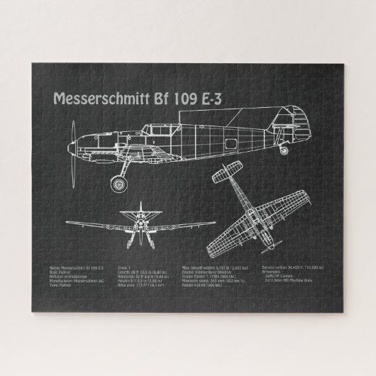Puzzle Messerschmitt Bf 109 - Plan d'avion PD (Horizontal)