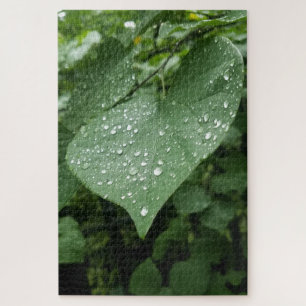 Puzzle met Green Leaf en Raindrops Legpuzzel