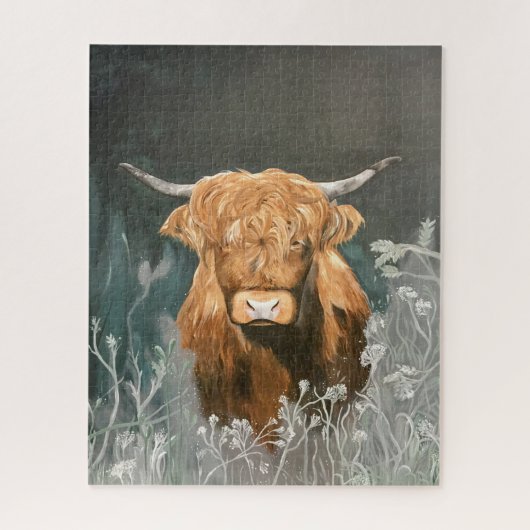 Puzzle met hoogland koe art print legpuzzel (Verticaal)