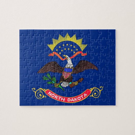 Puzzle met vlag van de staat North Dakota Legpuzzel (Horizontaal)