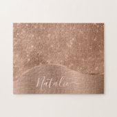Puzzle Metallic Rose Gold Glitter Personalized (Horizontal)