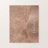 Puzzle Metallic Rose Gold Glitter Personalized  (Vertical)