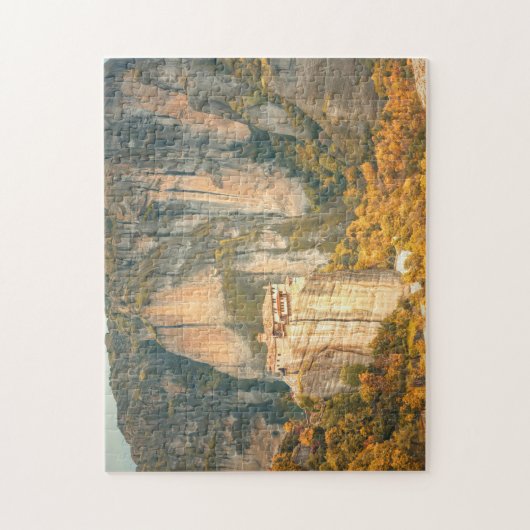 Puzzle Meteora Grèce à l'automne Orange Cliffs Feuille (Vertical)
