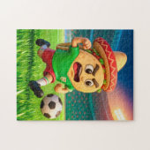 Puzzle Mexican taco soccer player running across stadium (Horizontal)