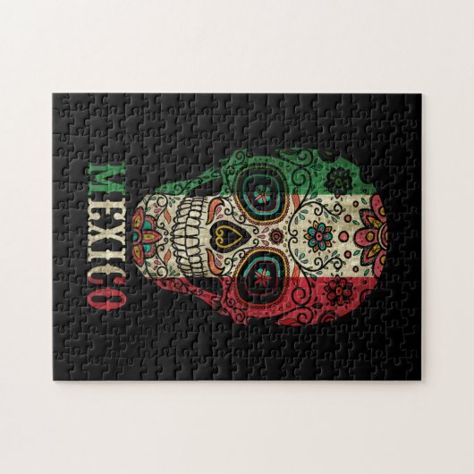 Puzzle Mexico Flag Skull (Horizontal)