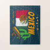 Puzzle Mexique Cactus Vintage avec Drapeau Sombrero Souve (Vertical)