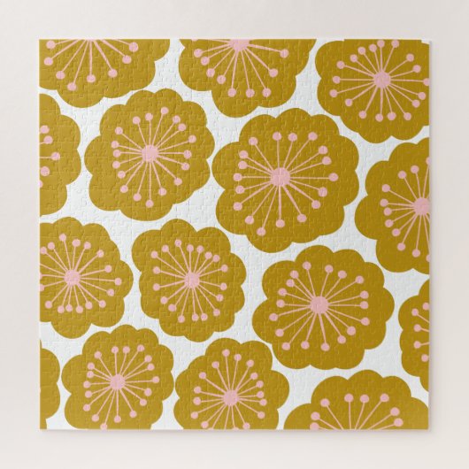 Puzzle Mi-siècle Moderne Fleur Motif Mustard (Vertical)