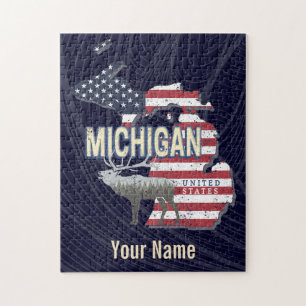 Puzzle Michigan États-Unis Retro State Map Vintage États-