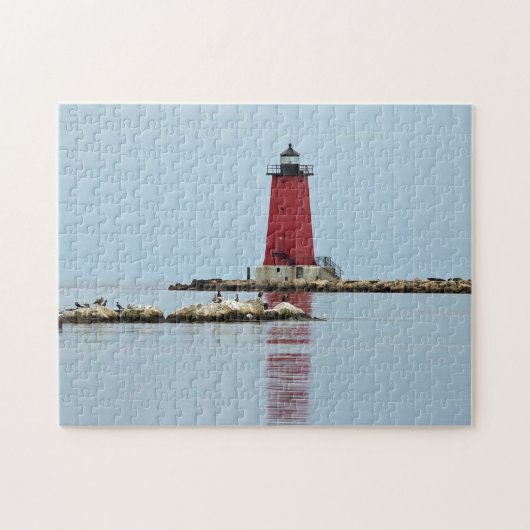 Puzzle Michigan Manistique Red Lighthouse Photo (Horizontal)