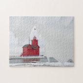 Puzzle Michigan Red Lighthouse en hiver (Horizontal)